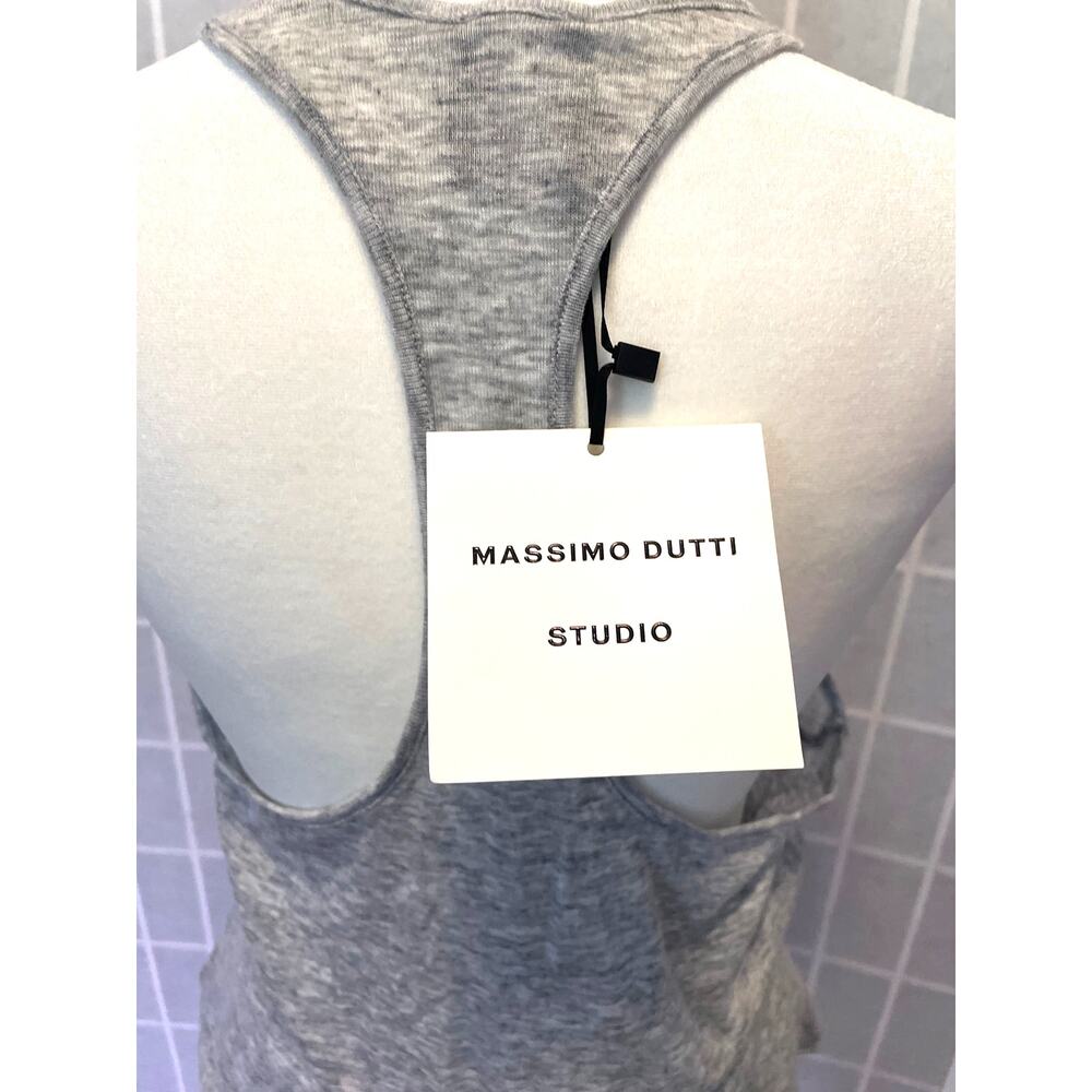 Massimo Dutti NEW Gray Racerback Drape Tank M Super Soft Quiet Luxury Minimalist - Picture 4 of 10
